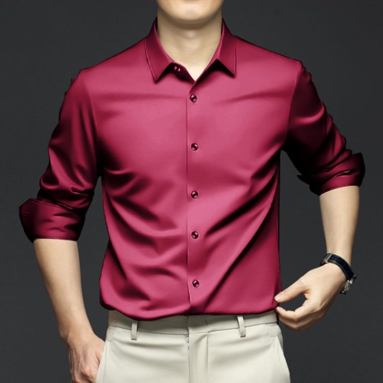 Premium Micro spandex fabric Shirt with Box Maroon